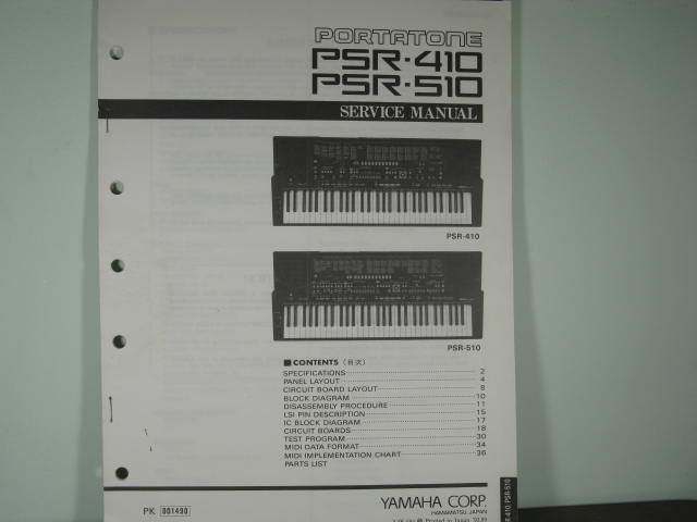 PSR-410/510 Portatone Service Manual